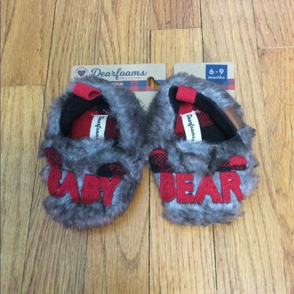 Baby Bear Slippers 6 - 9 Mo Dearfoams Holiday NWT